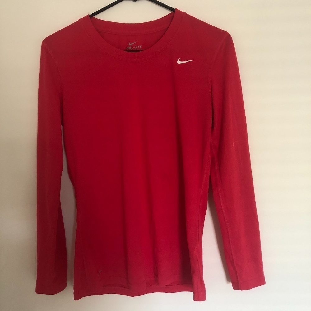 Nike Dri Fit Long Sleeve Shirt in Red - Picture 2 of 6